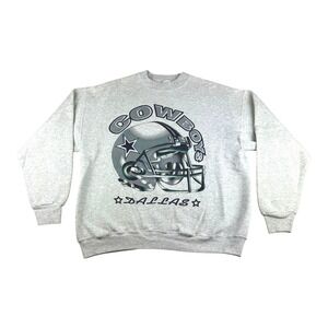 VTG 80's Dallas Cowboys Spellout Helmet Logo Crewneck Sweatshirt Men's Sz XL